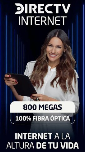 Publicidad de Internet DIRECTV 800 megas 100% fibra óptica para el hogar