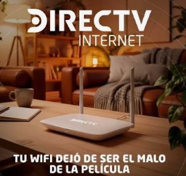 Router Wi-Fi de DIRECTV Internet fibra óptica sobre una mesa en el living de una casa